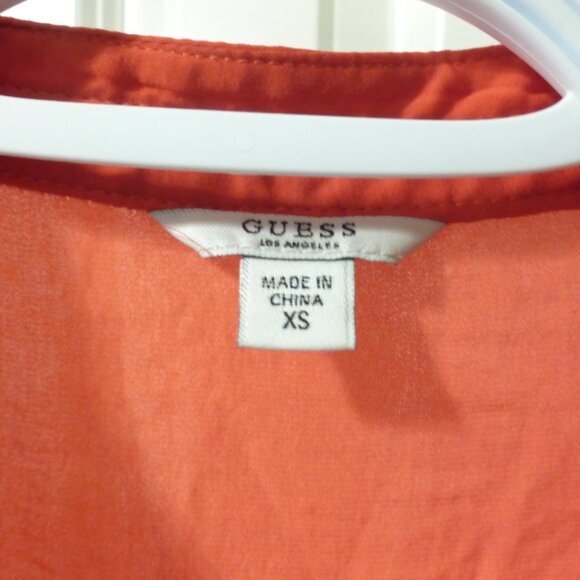 GUESS orange low cut sleeveless top with ties - Picture 5 of 5